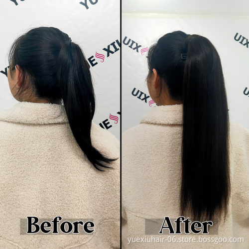 Unprocessed Natural Human Hair Ponytail Extension 100g Full Ponytail Wig Brazilian Hair Clip Ponytail Human Hair Extensions